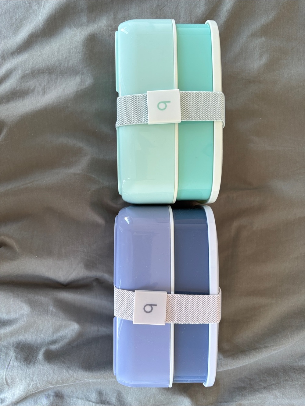 Bentgo Compact Lunch Boxes x 2 kits Blue and teal w/cutlery (spoon, fork, knife)